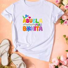 NewSummerCasualLetters T-Shirt Blouse With The Most Beautiful Grandma Print Women's Clothing - Vintage Street Style Unisex Loose Cotton Short Sleeve Crew Neck T-Shirt - 白色的 - 查看 2