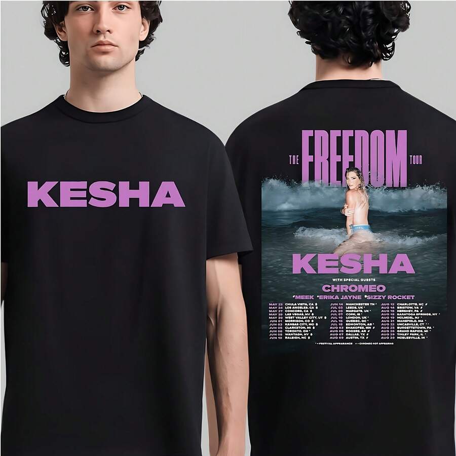 Kesha The Freedom Tour 2026 Schedule Dates T-Shirt - Black - View 1