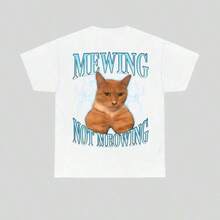 Camiseta de Verano 2026 con Divertido Meme de Gato - Mewing LooksMax, Camiseta con Gráfico de Gato Maullando, Prenda Unisex de Algodón para Hombres y Mujeres, Camiseta Retro Urbana para Uso Diario, Camiseta Elegante adecuada para fiestas. - Blanco - Ver 2