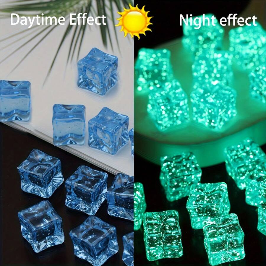彩色夜光冰块,多功能发光树脂冰块,夜光石 - 变色树脂冰块,适用于DIY、派对、水族箱、家居和户外使用 - 具有黑光灯发光效果的夜光石 - A - 查看 1