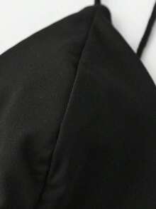 ROMWE Camiseta de tirantes de unicolor versátil y casual - Negro - Ver 3