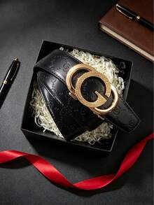 1pc Men's Casual Automatic Buckle Belt With Premium PU Embossed Strap, 120cm Length, Customizable Cut, Multiple Colors Available, Versatile For Business Casual And Daily Wear, Perfect Gift Choice - Multicolor - View 7