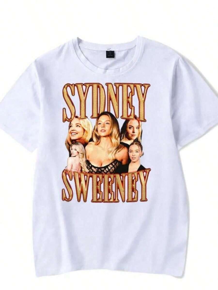 Printed T-Shirts For Women, Oversized Urban Style Tops, Comfortable And Stylish Summer T-Shirts That Go With Everything. Vintage 90s Sydney Sweeney T-Shirt, Short-Sleeved Women's T-Shirt, Unisex Athletic Sweater, Harajuku Outerwear. - 白色 - 查看 1