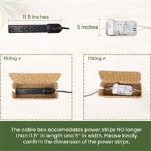 Cable Management Box, Handcrafted Wicker Cable Organizer With 2 Open Slot Compartments, Power Cord Concealment, Router And USB Hub, Data Cable Organizer 13" X 5.1" X 5.1", Natural. - Multicolor - View 5