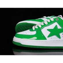 Zapatillas casuales A BATHING APE Bape, zapatos de ocio con logotipo de estrella de color contrastante y brillo - blanco y verde - Ver 5
