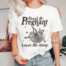 Camiseta "Soft And Pregnant Leave Me Alone", Camiseta de Mapache, Camiseta Divertida de Humor para Maternidad y Embarazo, Camiseta para Futura Mamá, Regalo para el Día de la Madre, Camiseta Estampada Unisex Y2k para Mujer y Adolescente, Top Retro Vintage de los 90s y 2000s, Camiseta Gráfica Divertida y Linda con Cuello Redondo, Camiseta de Verano Fresca de Manga Corta, Estampado de Animales, Frutas y Mascotas, Camiseta Gráfica para Mujer, Moda 2026, Regalos, Ropa de Mujer, Estampado de Dibujos Animados y Letras, Material de Algodón Cómodo, Agradable para la Piel, Suave y Fresca, Camiseta de Mujer para Primavera Verano. - Blanco - Ver 2