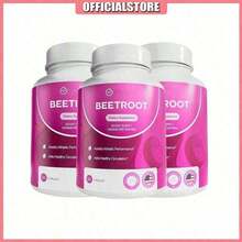 3 Bottles Beetroot Supplement, 1300mg, Supports Athletic Performance & Blood Circulation, 180 Capsules - 3 cái - Xem 1