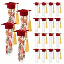 32/24/12 piezas Cajas de regalo para dulces de temporada de graduación, cajas de regalo con mini gorro de graduación para estudiantes en fiestas de graduación, cajas de dulces de PVC transparente, cajas de embalaje con gorro y borla, para eventos de celebración de graduación - Caja de regalo con birrete de graduación - Ver 11