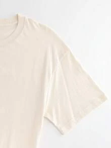 Women's Reversible Printed Clothing For Spring And Summer, With A Vintage Sun And Wave Style, Perfect For Casual Wear. Short-Sleeved, Off-The-Shoulder, Loose-Fitting T-Shirt, Women's Winter Clothing - 杏色 - 查看 5