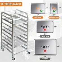 Estante de 10 niveles para bandejas de cuarto y media hoja estante de velocidad para hornear pan para enfriar soporte de panadería con ruedas para bandeja de panadería carrito rodante   958415 - Pago - Ver 3