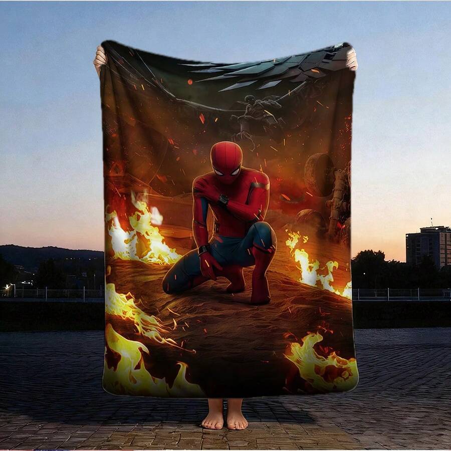 1pc Cartoon Character Printed Blanket,Superhero Movie Print Blanket,Retro Cartoon Style Throw Blanket,Cartoon Character Printed Blanket,All-Season Universal Nap Blanket,Character Home Decor Blanket,Modern Fashion Gift Suitable For Home Bedroom Bed Sofa Office Lunch Break Cover Picnic Blanket - Nhiều màu - Xem 1