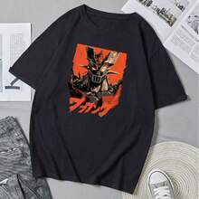 Unisex Mazinger T-Shirt With Anime Print, Short Sleeve, Casual Style, For Everyday Use. - 黑色 - 查看 1
