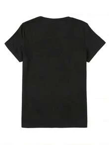 Women's Mexican Sports T-Shirt, Plus Size, With Soul Train Print, Stretch Polyester Fabric, Colorful Casual Style - Ideal Holiday Gift. Relaxed Fit Plus Size T-Shirt. Summer Fashion Cotton T-Shirt. - 黑色 - 查看 3