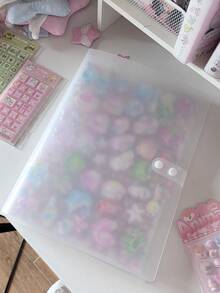 A4 Matte Clear PP Sticker & Photo Card Storage Album Snap Button Closure, Large Capacity Organizer For Deco Stickers, Post Card & Scrapbooking Supplies,Back To School,Card Holder - Single Piece - View 3