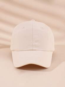 1 pieza Gorra de béisbol ajustable de unicolor beige para protección solar de bebés/niños pequeños - Beis - Ver 2