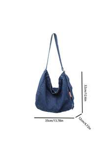 Túi đeo vai denim đa năng | Túi xách Hobo màu xanh nhạt với dây đeo điều chỉnh được | Dung tích lớn | Du lịch/Công sở/Cuối tuần - Nhiều màu - Xem 8
