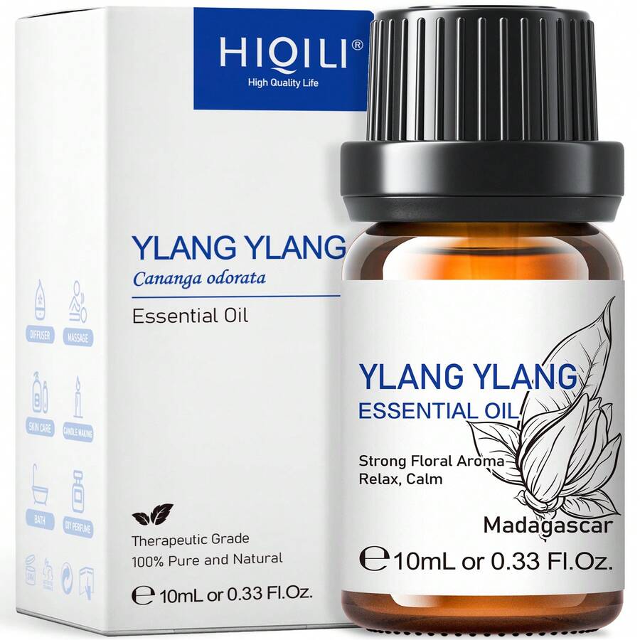 HIQILI依兰精油，10毫升/30毫升/100毫升，持久留香，适用于沐浴、按摩、香薰机、芳香疗法、DIY香氛、肥皂和蜡烛制作，是馈赠佳品。