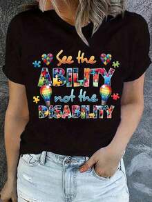 Plus Size Women's Casual T-Shirt With Round Neck, Short Sleeves And A Slightly Stretchy Knit Material, Designed To Offer Comfort In All Seasons. - Black - View 1