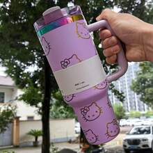 SANRIO 40 Oz Tumbler Stainless Steel Coffee Mug Cup Insulated Portable Vacuum Travel Tumbler With Handle Lid Straw Water Bottle Stanleyss - Multicolor - View 11