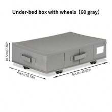 1pc Thickened Non-Woven Fabric Foldable Underbed Storage Box With Wheels, Large Capacity Clothes Storage Bin, Mobile Storage Rack - Black - View 12