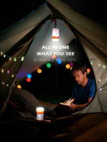 1pc USB Rechargeable Camping Light Strip, Approx. 39.3 Inches (100cm) Long, With Flashlight Function, Supports Phone Charging, 1200mAh Battery, Suitable For LED Lights Outdoor, Garden, Tent, Car, Birthday Gift, Starry Sky - Camping Lights - View 7