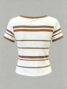 Camiseta de manga corta con cuello cuadrado y lunares clásicos, adecuada para primavera y verano, actualmente popular, camiseta de moda, camiseta hermosa, regalo para hermanos, regalo para hermanas, regalo para mamá, regalo del Día de la Madre, top de moda casual y sencillo - Multicolor 5 - Ver 4