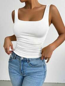 Conjunto de dos piezas de camiseta de tirantes ajustada en verde y blanco, estilo sexy de club, atuendo de festival y carnaval, atuendo de cumpleaños de mujer, atuendo romántico para citas, atuendo de concierto, esencial para fiestas, atuendo diario, atuendo deportivo casual, estilo de vacaciones - Multicolor 2 - Ver 5