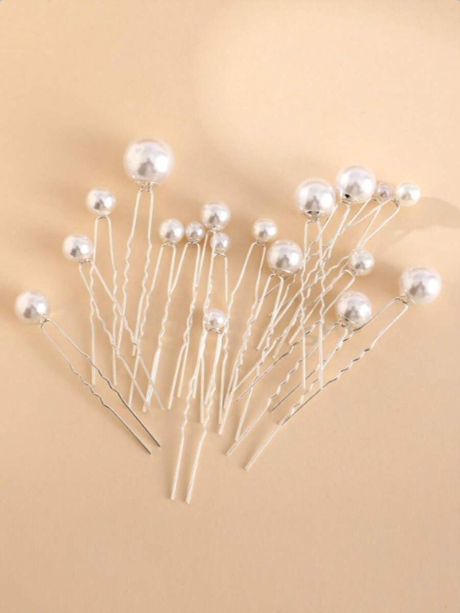 18pcs Versatile Minimalist Elegant Pearl Hair Sticks - White - View 1