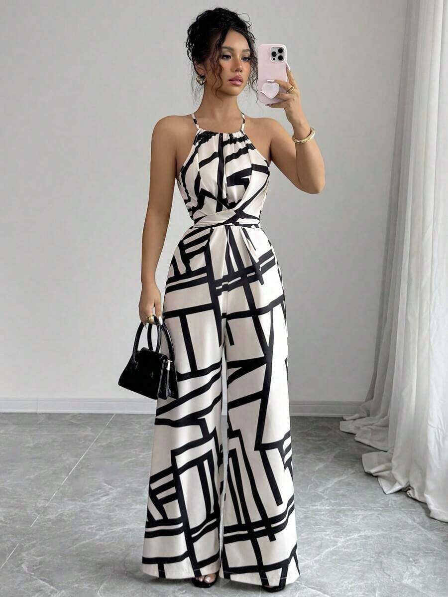 Mono de tela estampada con envolvente frontal para mujer, diseño que define la cintura para usar en ocasiones elegantes, ya sea de fiesta o diario - Multicolor - Ver 1