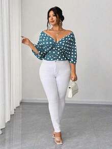 Vestido tipo camisa sin mangas a rayas azul de talla grande, cintura entallada, versátil y elegante - Azul - Ver 4