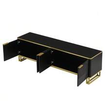 TV Stand With Four Doors, TV Mount, TV Panel, Low TV Stand. Unique Design, Geometric Texture. 160 X 37.5 X 48 Cm (Length X Width X Height) - 黑色 - 查看 10