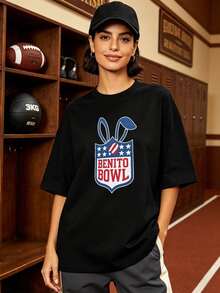 Camiseta de manga corta con cuello redondo suave y casual de verano para mujer, estilo rugby, estilo universitario, tops para salir, algodón, vintage, estilo callejero europeo y americano, casual deportivo, estilo unisex, estilo casual urbano, tops bonitos, generación Z, curvas, ropa Y2K, camisetas divertidas, tops para damas, conjuntos de vacaciones para mujeres, top lindo, camiseta gráfica, conjuntos de primavera, camisetas holgadas, ropa de calle retro, estilo de los 90, estilo de los 2000, subcultura, top negro, tops blancos, conjunto de fiesta de los 90.Blanco - Negro - Ver 1