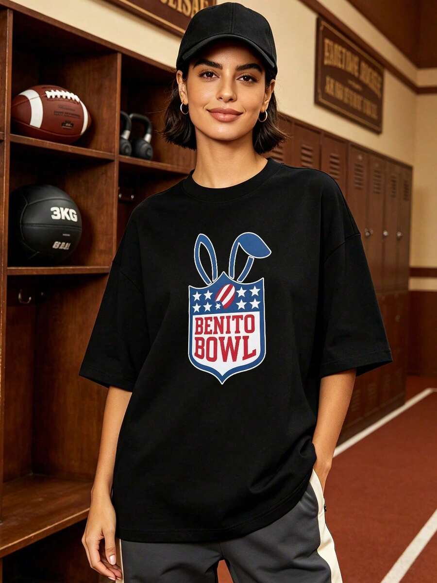 Camiseta de manga corta con cuello redondo suave y casual de verano para mujer, estilo rugby, estilo universitario, tops para salir, algodón, vintage, estilo callejero europeo y americano, casual deportivo, estilo unisex, estilo casual urbano, tops bonitos, generación Z, curvas, ropa Y2K, camisetas divertidas, tops para damas, conjuntos de vacaciones para mujeres, top lindo, camiseta gráfica, conjuntos de primavera, camisetas holgadas, ropa de calle retro, estilo de los 90, estilo de los 2000, subcultura, top negro, tops blancos, conjunto de fiesta de los 90.Blanco - Negro - Ver 1
