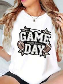 Camiseta Casual Deportiva Negra con Estampado de Fútbol para Eventos Deportivos, 220g, 100% Algodón, Resistente - Blanco - Ver 6