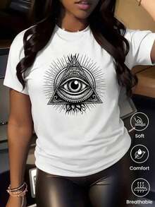 Camiseta de cuello redondo y mangas cortas de ropa fashion, fabricada en México, para la temporada primavera-verano 2025. Con un estampado de dibujos animados, es un modelo para parejas, adecuado tanto para uso interior como exterior, ideal para el estilo de oficina y casual, diseñado para hombres y mujeres, se vende como una pieza individual.--100% algodón puro, corte holgado. - Blanco - Ver 2