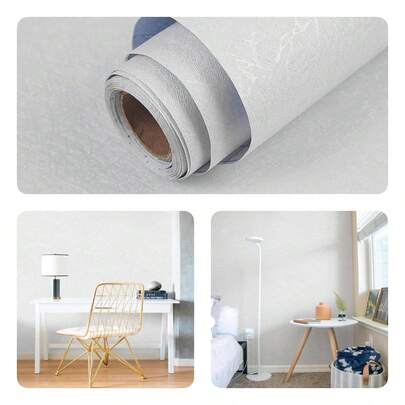 1 Cuộn Giấy Dán Tường Tự Dính Màu Trắng Lụa Dâu Tằm, Chống Thấm Nước, Chất Liệu PVC, Có Thể Tháo Rời, Dùng Cho Phòng Ngủ, Phòng Khách, Kích Thước 40cm*100/300/500cm