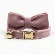 2pcs/Set New Arrival Multi-Color Velvet Cat Collar With Bow Tie, Pet Cute Bell Collar, Adjustable Size, Pet Decor Bow Tie Collar Set, Soft Double-Layer Fabric, Suitable For Cats And Small Dogs, Elegant High-End Pet New Gift - Multicolor - View 8