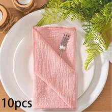 1pc/6pcs/10pcs/30pcs Linen Cloth Napkins, Summer Linen Dinner Fabric Napkins Bulk Washable, Suitable For Wedding Party, Baby Shower, Bridal, Birthday Gifts - Pink - View 8