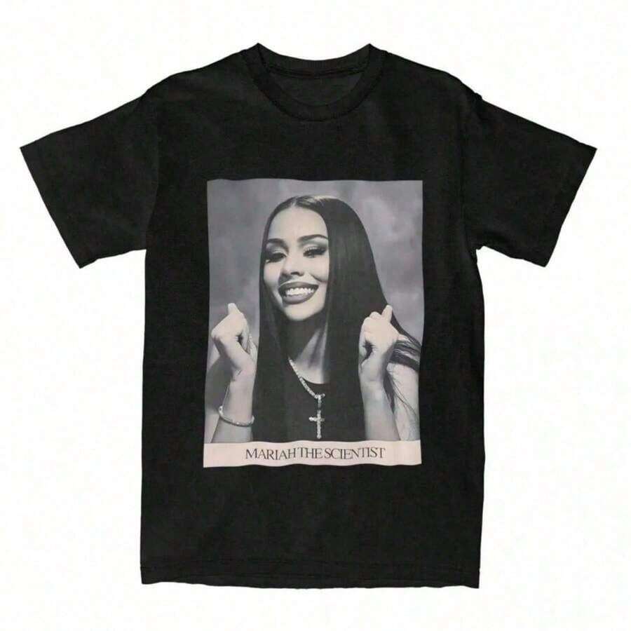 1 Piece Funny Retro 90s Rapper Cat Print T-Shirt, Round Neck, Short Sleeve, Women's Cotton, Summer, 180g, 100% Cotton. - 黑色19 - 查看 1