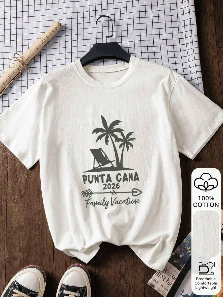 Women's Summer Outfits, 100% Cotton Short Sleeve T-Shirt, Casual Shell Print T-Shirt, Milan 2026 Inspired Pattern T-Shirt, Spring/Summer First Day Of School Outfits For Women, Women's T-Shirts - 白色 2 - 查看 1