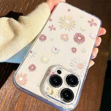 1pc Minimalist Fresh Daisy Flower Transparent Soft Phone Case - Multicolor - View 5