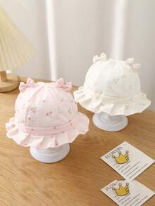 Floral Baby Hat, Infant Bucket Hat, Cute Princess Style Sun Hat For Newborn 0-3 Months - Multicolor - View 1