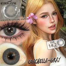 EYESHARE EYESJARE 1對新款彩色隱形眼鏡 棕色眼妝隱形眼鏡 高品質藍色灰色綠色隱形眼鏡 適合婚禮情人節禮物，6個月拋棄式，14.2mm，適合日常約會與假日活動 - COACHELLA灰 - 查看 3
