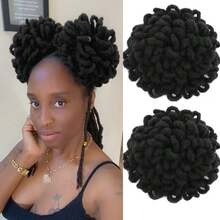 編織髒辮馬尾球 Afro 髒辮髮髻抽繩馬尾辮髮飾 假髒辮合成纖維夾式髮片 - 彩色 - 查看 15