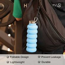 1 Portable Folding Cup, Foldable Silicone Water Cup, Reusable 16 Ounces, Lightweight Leak-Proof Portable Travel Water Bottle, Suitable For Travel, Camping, Hiking, Sports, And Outdoor Activities.Father's Day Gift - 軍綠色 - 查看 6