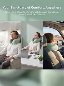 1pc Ergonomic Travel U-Shaped Neck Pillow With Portable Storage Box, Neck Support Sleep Pillow, Suitable For Airplane, Train Travel And Office Nap - Multicolor - View 2