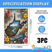 1PC West Virginia State Garden Flag Cardinal Bird Decorative Outdoor Flag Mountain River Scenic Floral Yard Banner Double Sided Weather Resistant Lawn Patio Decor For Seasonal Holiday Home Porch Outsid - Nhiều màu - Xem 10