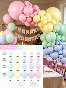 117er Set Pastell-Regenbogen-Ballonbogen-Girlande, Macaron-farbene Ballons in Blau, Lila, Grün und Gelb, DIY-Bogen-Girlanden-Set für Geburtstags-, Babyparty-, Hochzeits-, Gender-Reveal- und Jahrestags-Dekorationen - Übersicht 11