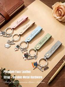 Personalized Leather Graduation Keychain, Custom Name & Class Of 2026 Graduation Charms Engraved Keyring, Multi-Color Durable Leather Strap,Car Keyring,Everyday Backpack, Bag Charm, Lanyard, Key Holder,Thoughtful Graduation Keepsake For Graduates, Friends And Family,Perfect Gift For Students, Parents And Teachers - Multicolor - View 3
