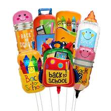 7pcs/Set XL Stationery Shape Foil Balloons Set Back To School Pencil Schoolbag Crayon Box Correction Fluid Balloon Pupil Homecoming Decorations Classroom Decor - View 3